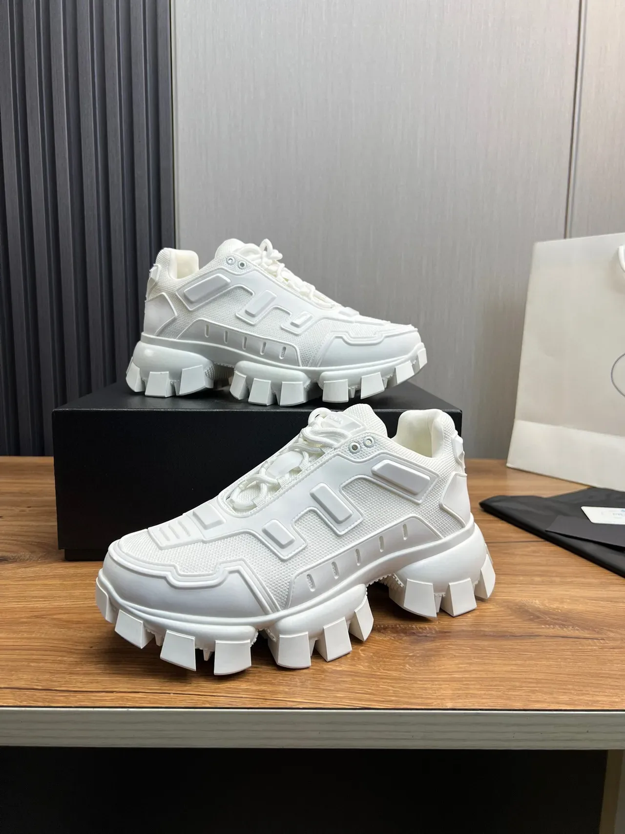 Balenciaga White Monolithic Block-Lug Sole Chunky Sneakers 4