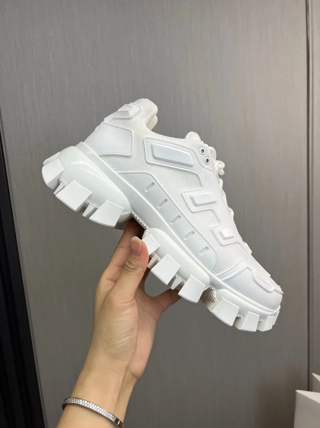 Balenciaga White Monolithic Block-Lug Sole Chunky Sneakers 7