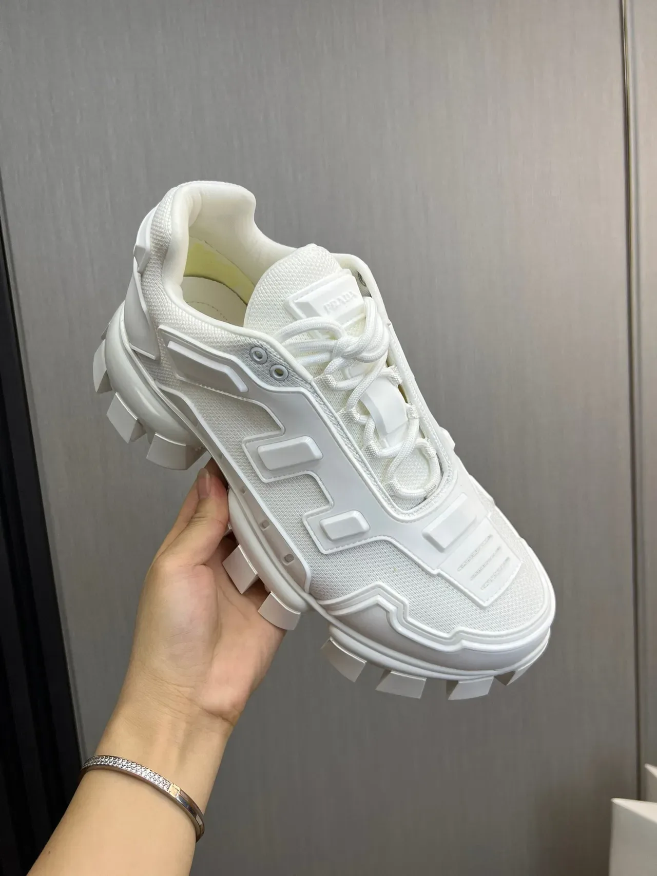 Balenciaga White Monolithic Block-Lug Sole Chunky Sneakers 8