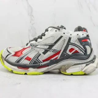 Balenciaga 白色红色 超大廓形 分层网面和合成覆盖 厚底运动鞋