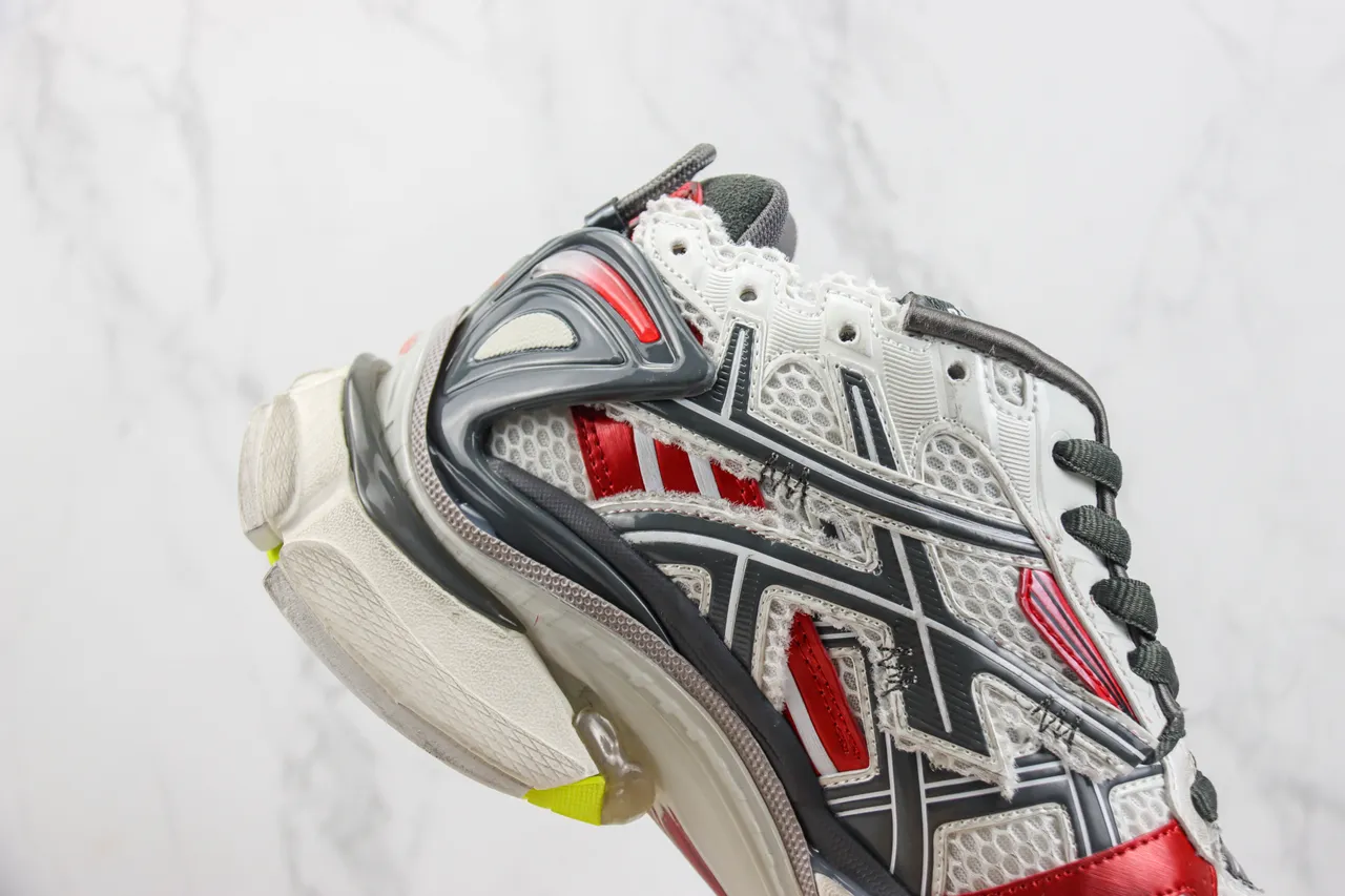 Balenciaga Blanc Rouge Silhouette Oversized Maille Stratifiée et Superpositions Synthétiques Sneakers Chunky 5