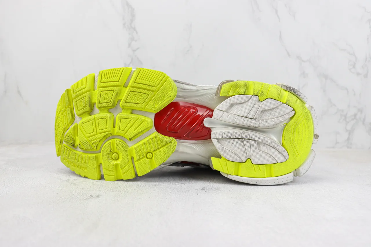 Balenciaga Blanc Rouge Silhouette Oversized Maille Stratifiée et Superpositions Synthétiques Sneakers Chunky 8