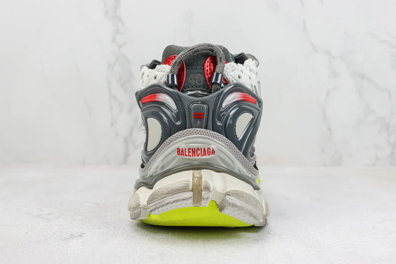 Balenciaga Blanc Rouge Silhouette Oversized Maille Stratifiée et Superpositions Synthétiques Sneakers Chunky 9