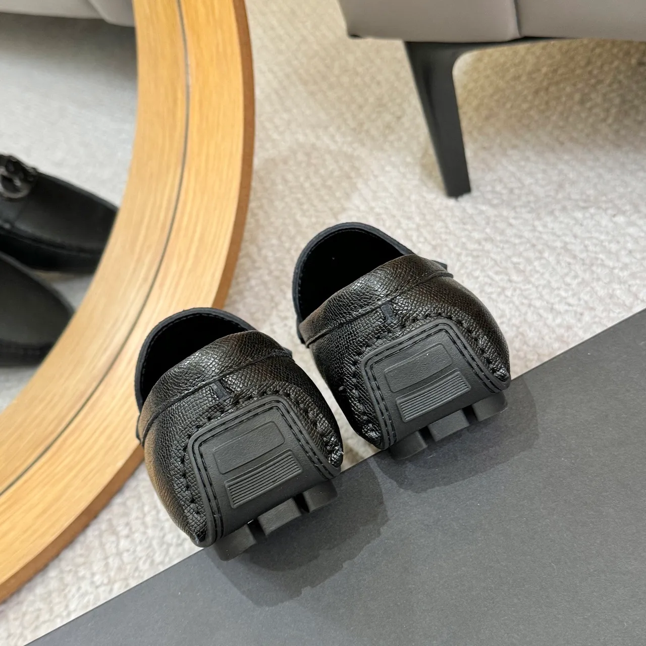 Balmain B-Court Mocasines de Cuero Negro Granulado 9