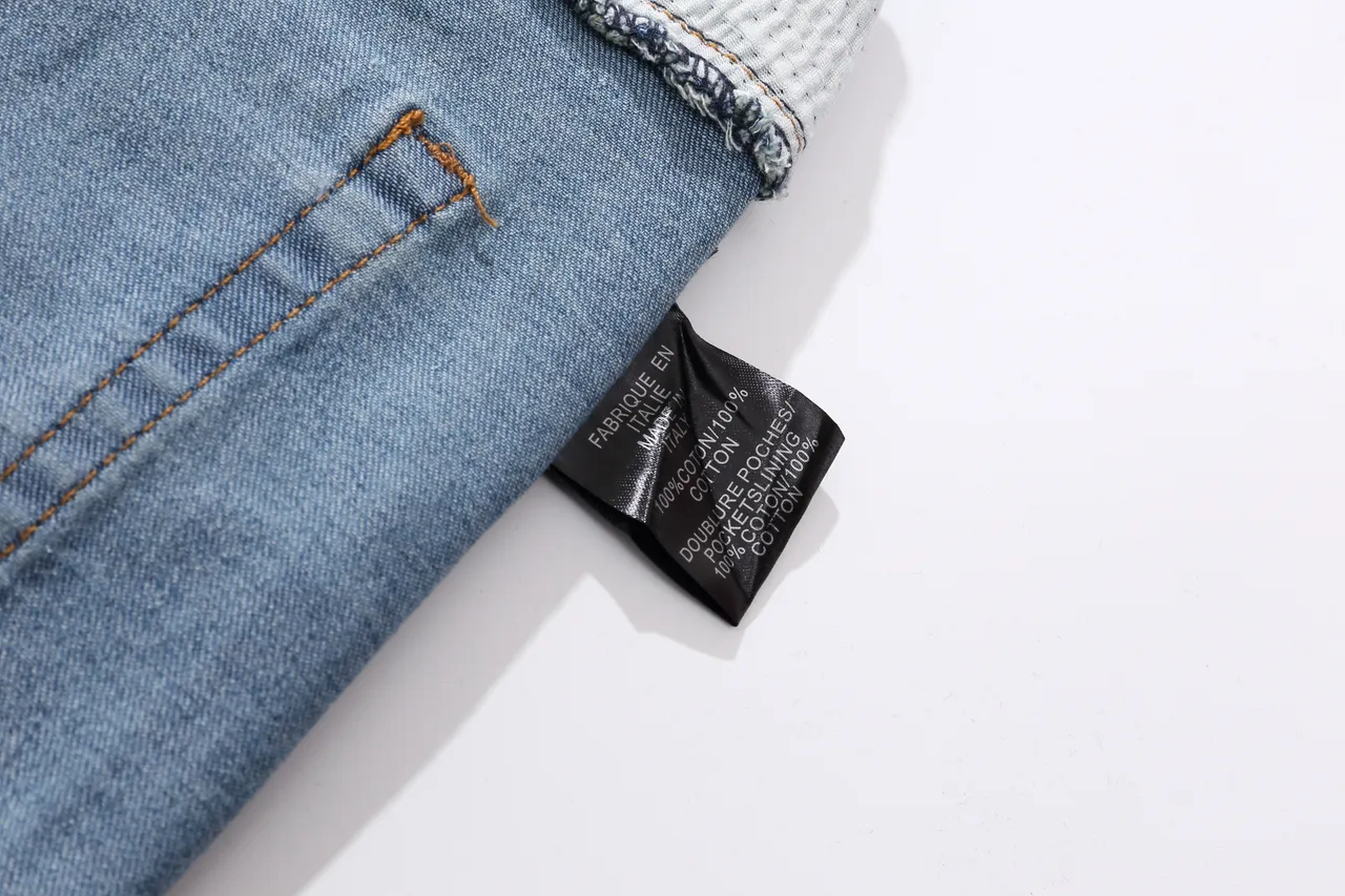 Balmain Moto-Panel شورتات جين أزرق فاتح ممزق 2