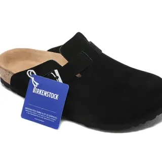 Birkenstock Arizona काला सuede चप्पल