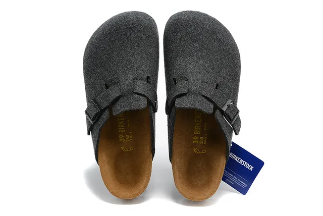 Birkenstock Arizona زورق خشبي رمادي داكن من الصوف 2