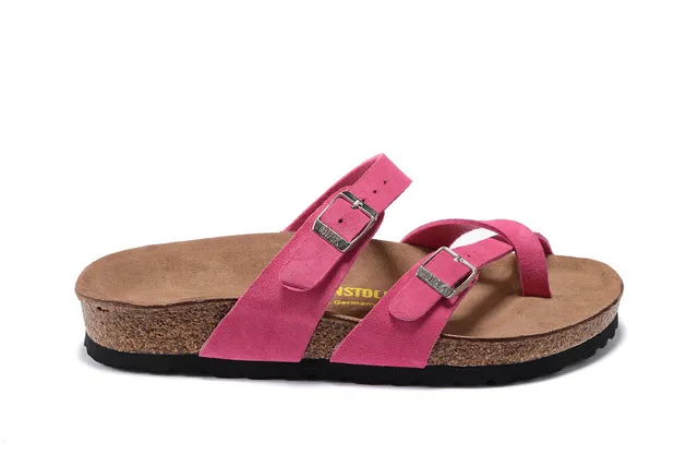Birkenstock Arizona गुलाबी सुड-लाइक टू-स्ट्रैप कैजुअल सैंडल्स 2