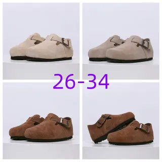 Birkenstock भूरा काला स्यूड उपर सिंगल बकल स्ट्रैप लोअफर