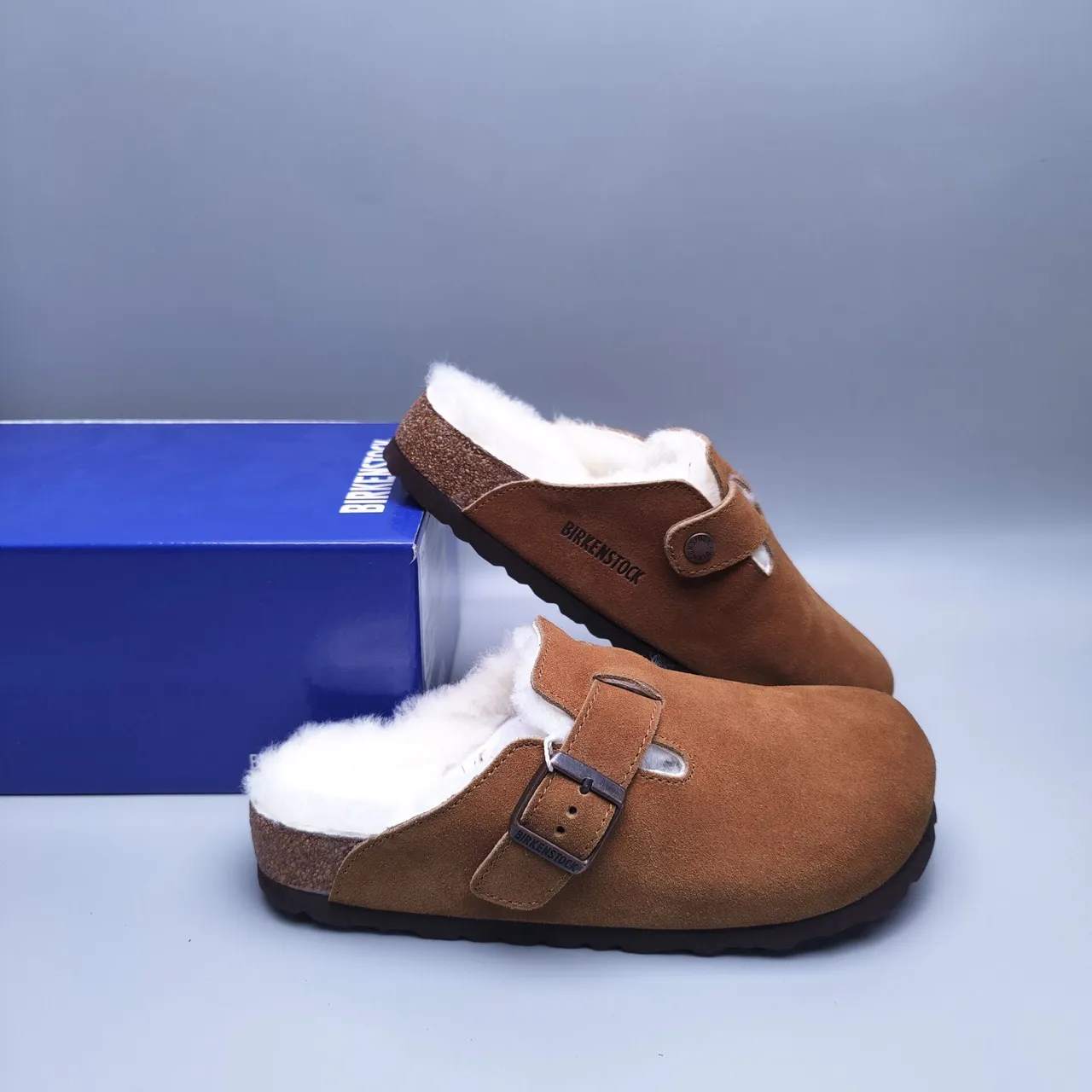 Birkenstock भूरा सफेद suede ऊपरी shearling-lined casual जूते 2