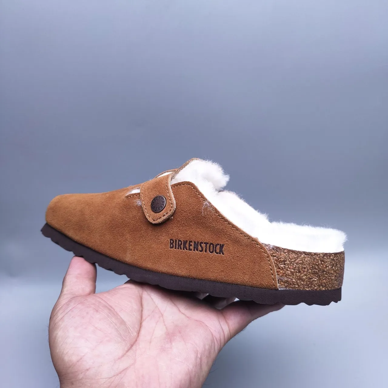 Birkenstock भूरा सफेद suede ऊपरी shearling-lined casual जूते 4