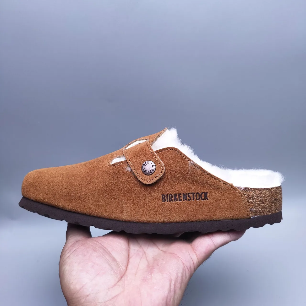 Birkenstock भूरा सफेद suede ऊपरी shearling-lined casual जूते 5