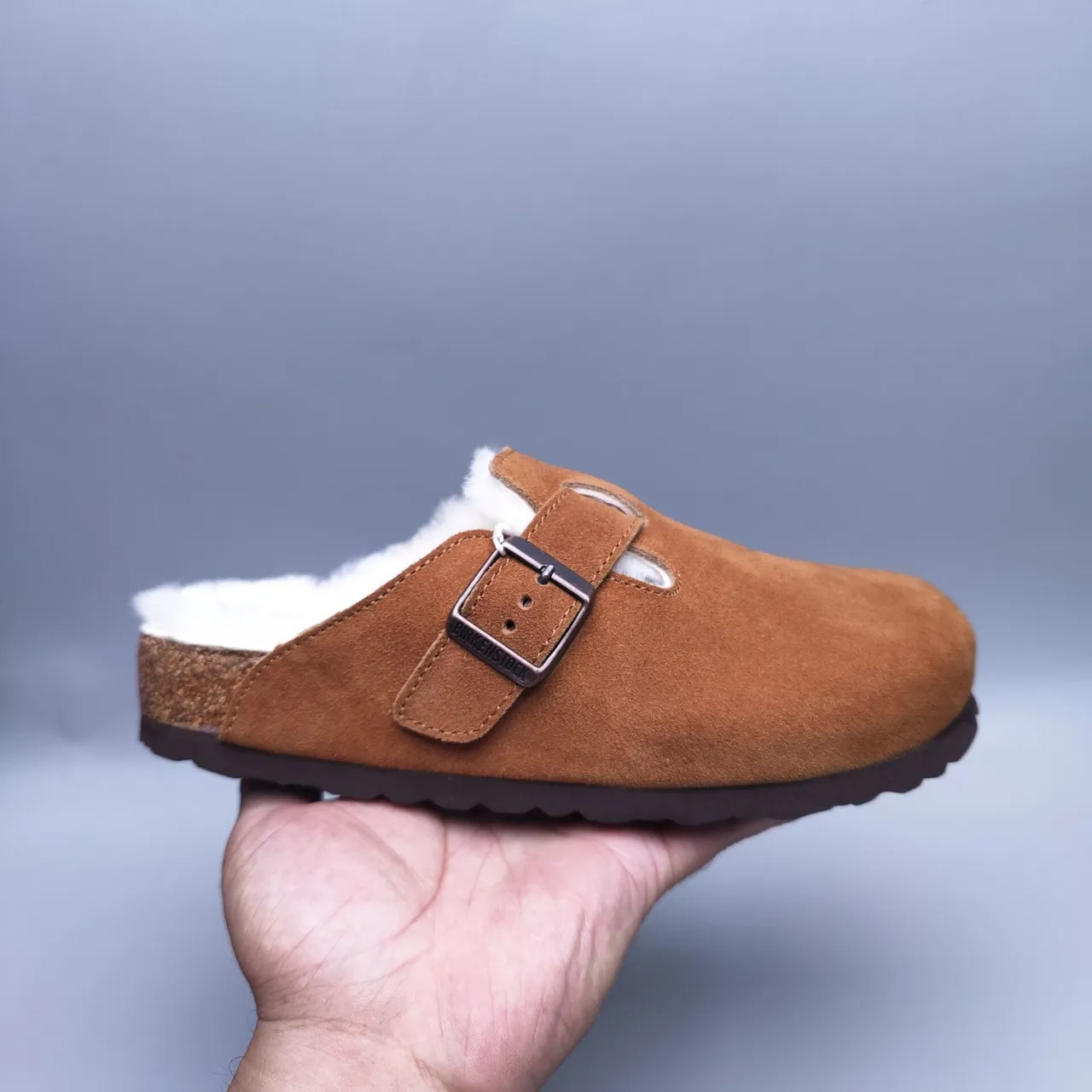 Birkenstock भूरा सफेद suede ऊपरी shearling-lined casual जूते 6