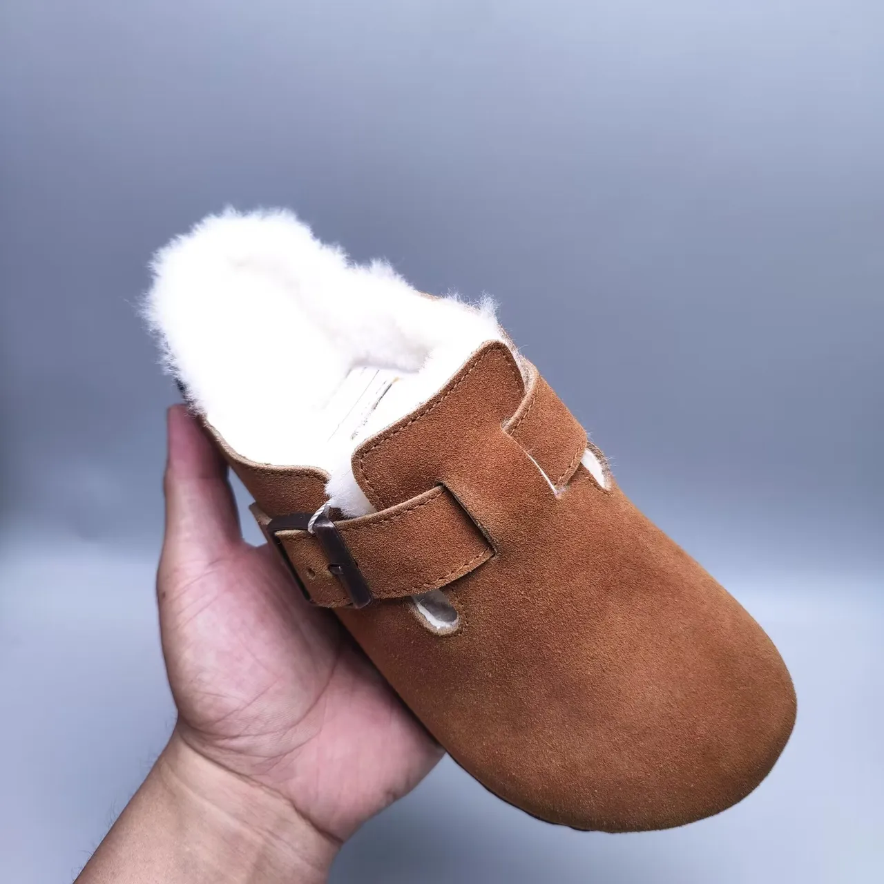 Birkenstock भूरा सफेद suede ऊपरी shearling-lined casual जूते 7
