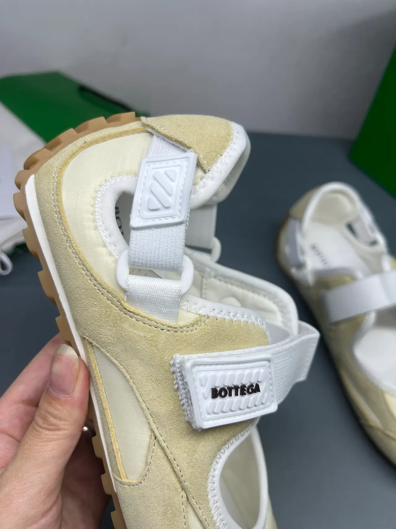 Bottega Veneta Beige Suede and Mesh Mary Jane Shoes 3