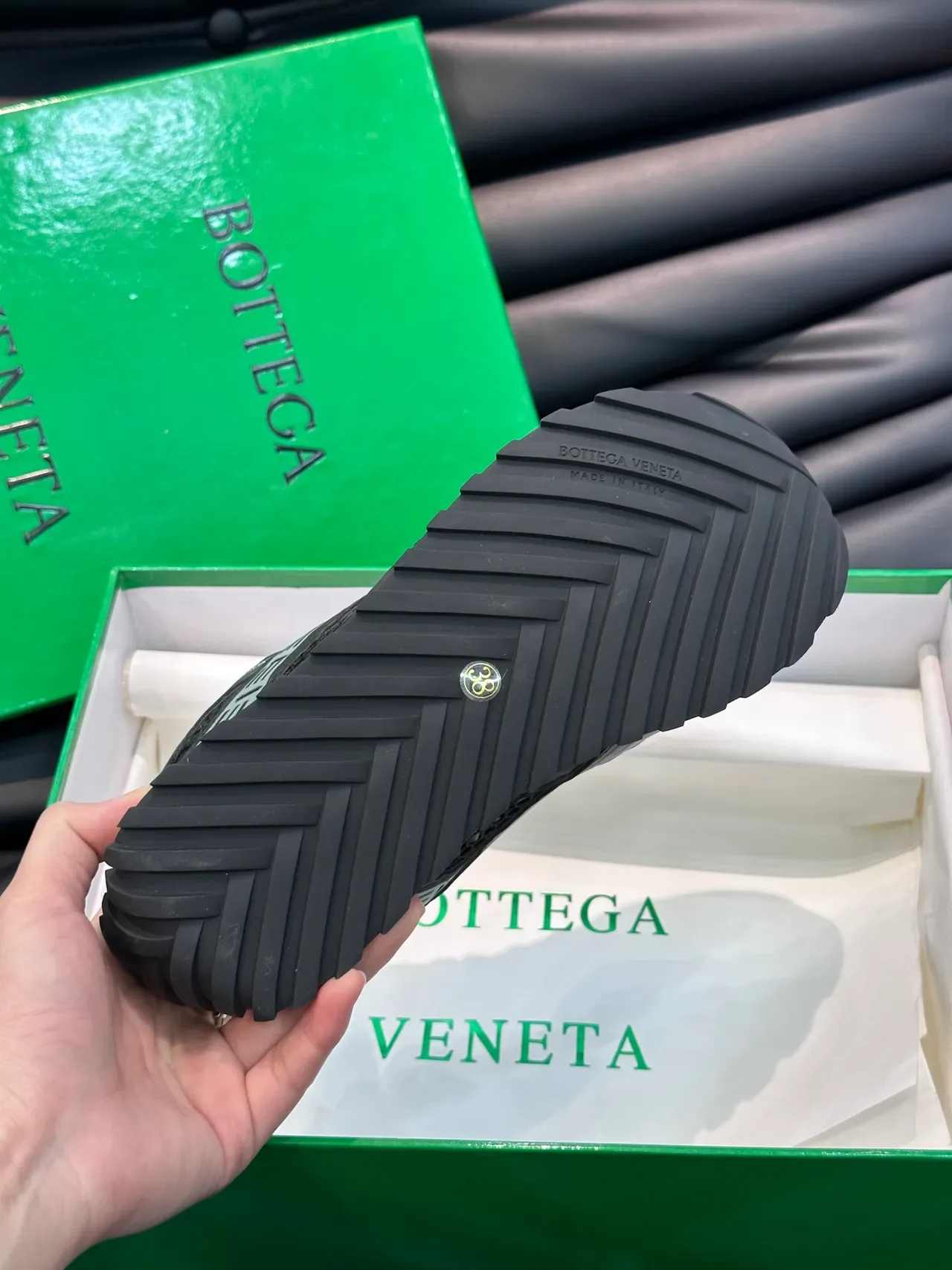 Bottega Veneta Black and Gray Technical Mesh Sneakers 2