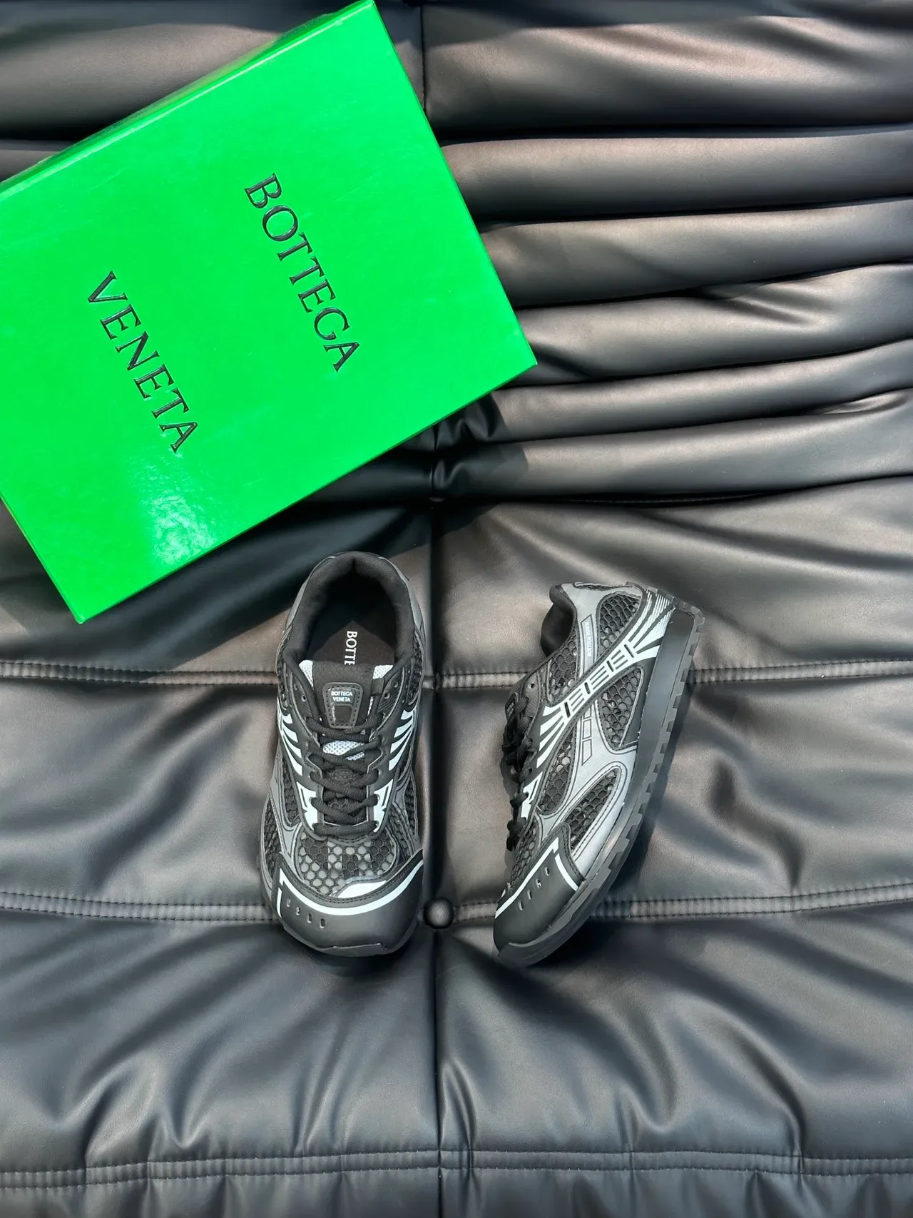 Bottega Veneta Black and Gray Technical Mesh Sneakers 5