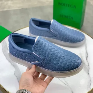 Bottega Veneta Blue Transparent Woven Leather Slip-On Loafer
