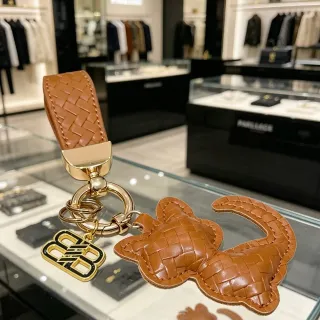 Bottega Veneta Brown Gold Intrecciato Woven Leather Cat-Shaped Charm Handbag