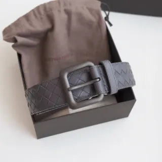 Bottega Veneta Cassette Belt Gray Intrecciato Leather Belt