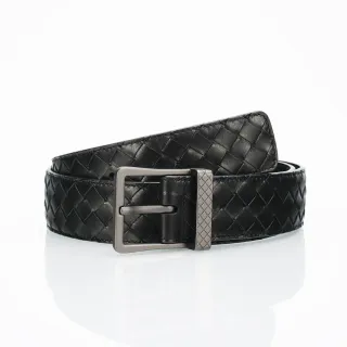Bottega Veneta Cassette Intrecciato Cinto de couro preto