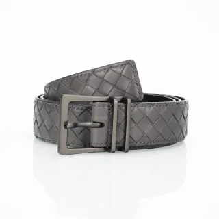 Bottega Veneta Cassette Intrecciato Gray Leather Belt