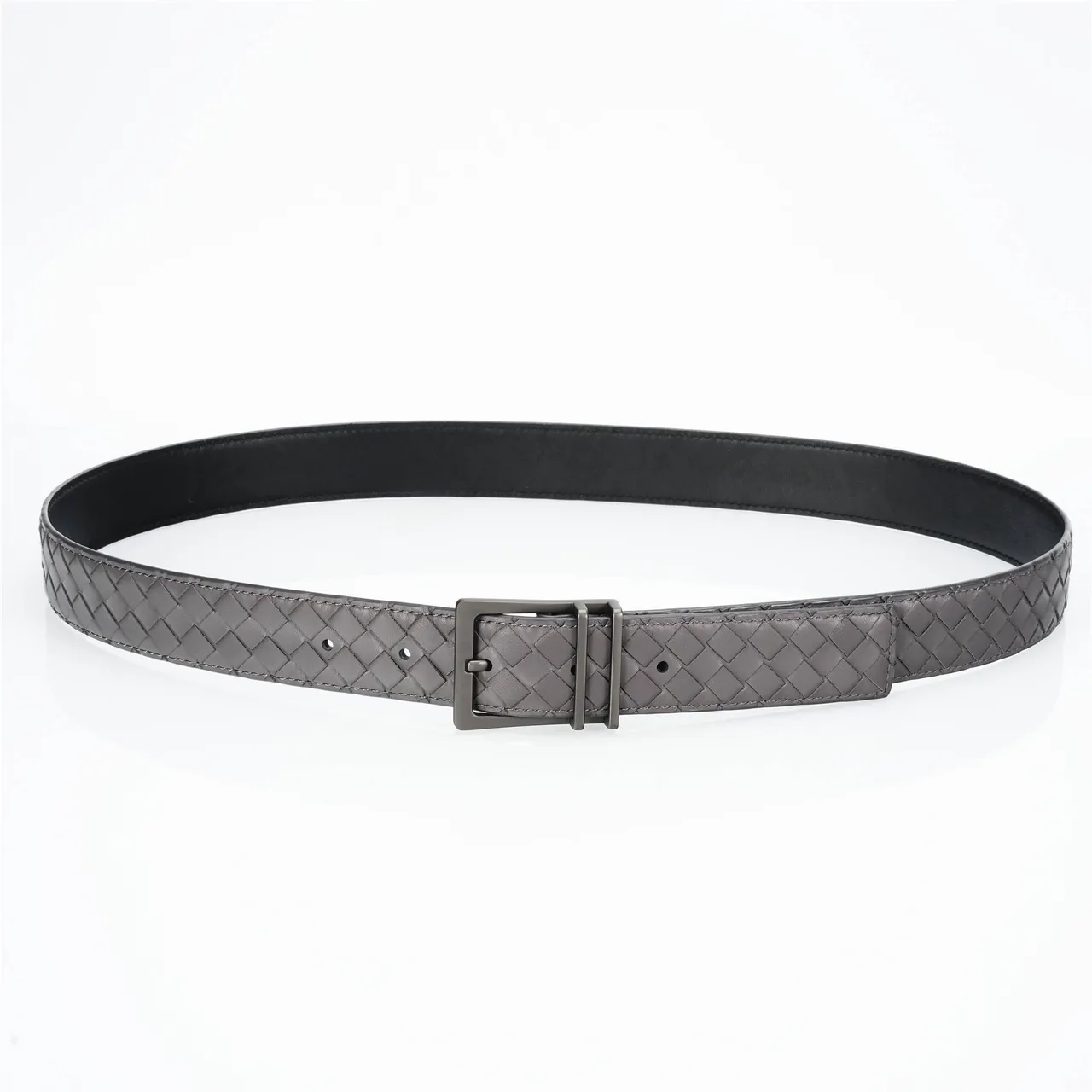 Bottega Veneta Cassette Intrecciato Cinto de Couro Cinza 9