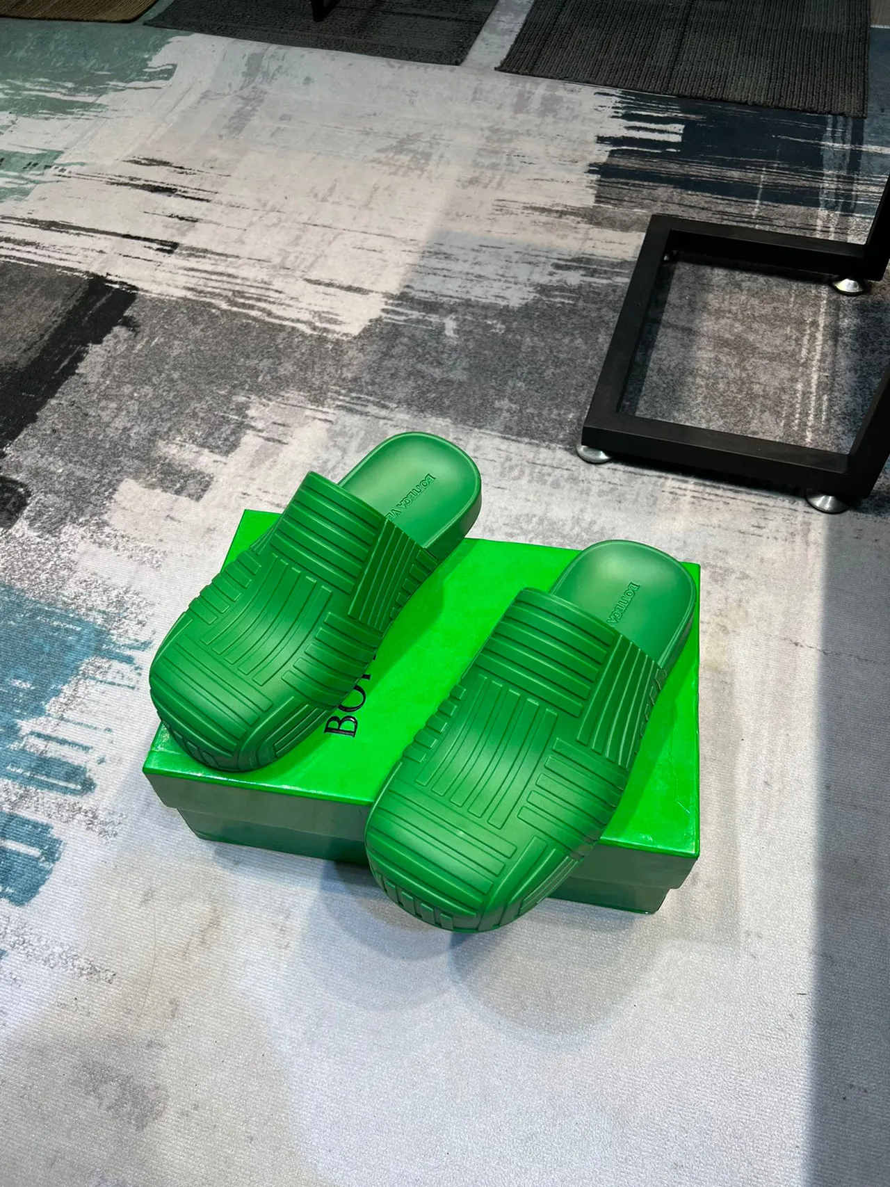 Bottega Veneta Cassette Slide Green Molded Rubber Slipper 4