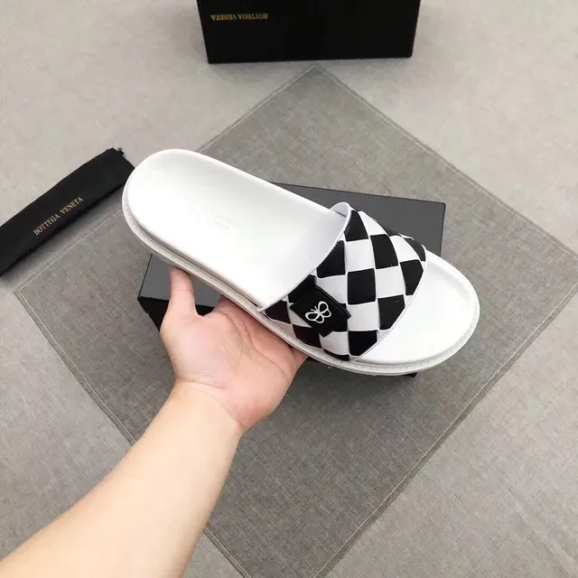 Bottega Veneta Cassette Slide সাদা কালো চেকারবোর্ড স্ট্র্যাপ মোটা প্ল্যাটফর্ম সোল স্লিপার 5