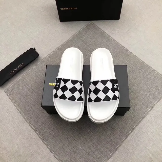 Bottega Veneta Cassette Slide সাদা কালো চেকারবোর্ড স্ট্র্যাপ মোটা প্ল্যাটফর্ম সোল স্লিপার 8