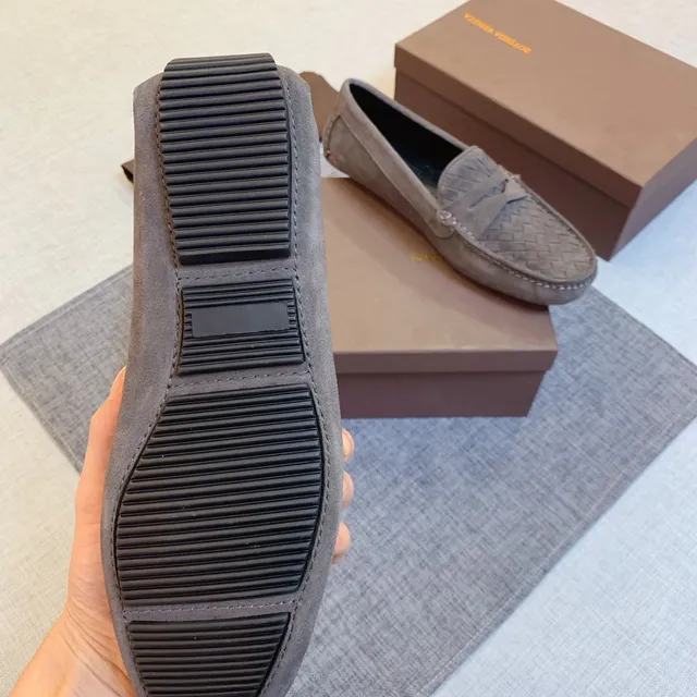 Bottega Veneta cinza camurça Intrecciato Loafers 4