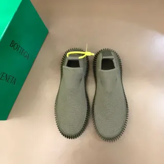 Bottega Veneta Green Gray Knit Slip-On Spiked Rubber Sole Lifestyle Sneakers