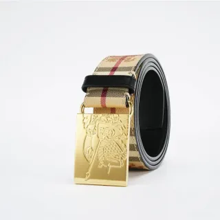 Burberry Knight Belt Beige Red Black Check Leather Belt