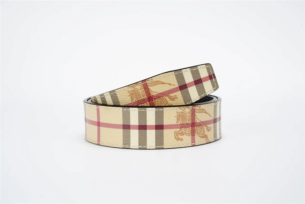 Burberry Knight Belt Beige Red Black Check Leather Belt 3
