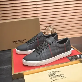 Burberry Knight Check Pattern Black and Red Lifestyle Sneakers