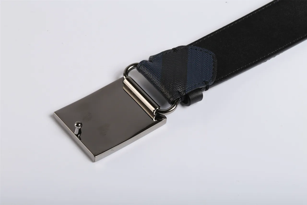 Burberry Knight Navy and Black Check Leather Belt 3