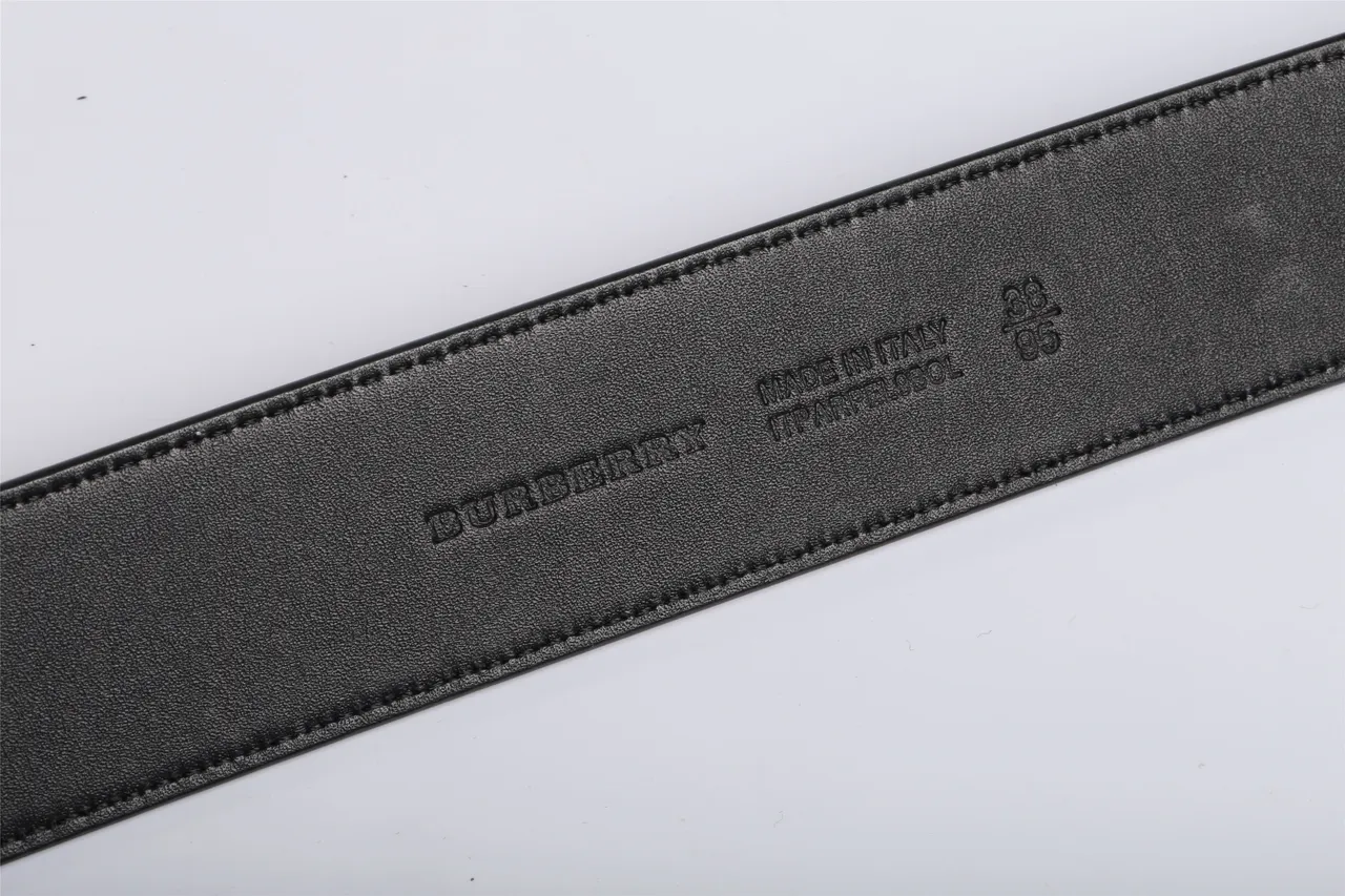 Burberry Knight Navy and Black Check Leather Belt 6