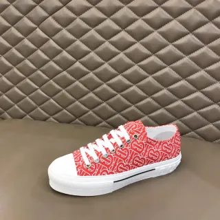 بربري أحمر وأبيض مطبوعة Monogram-Print كانفاس منصة كوبسول أحذية رياضية للأسلوب الحياة