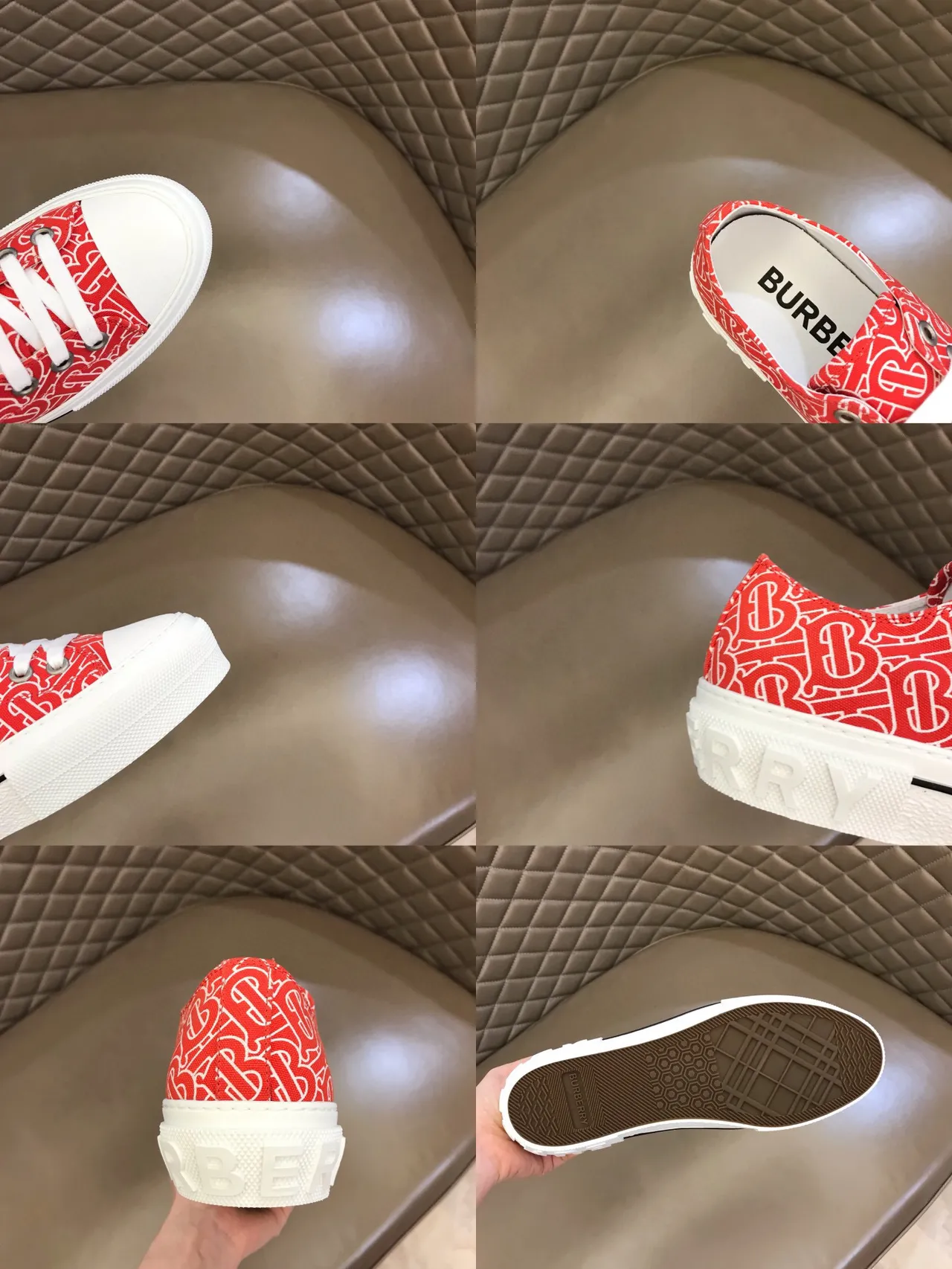 Burberry Red White Monogram-Print Canvas Platform Cupsole Lifestyle Sneakers 2