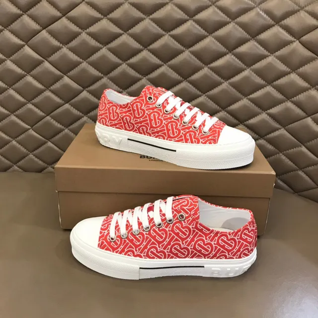 Burberry Red White Monogram-Print Canvas Platform Cupsole Lifestyle Sneakers 3