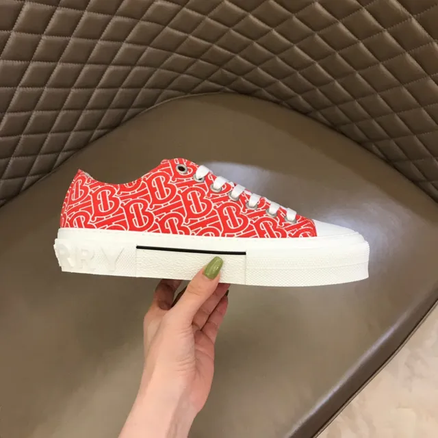 Burberry Red White Monogram-Print Canvas Platform Cupsole Lifestyle Sneakers 5