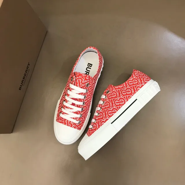 Burberry Red White Monogram-Print Canvas Platform Cupsole Lifestyle Sneakers 7