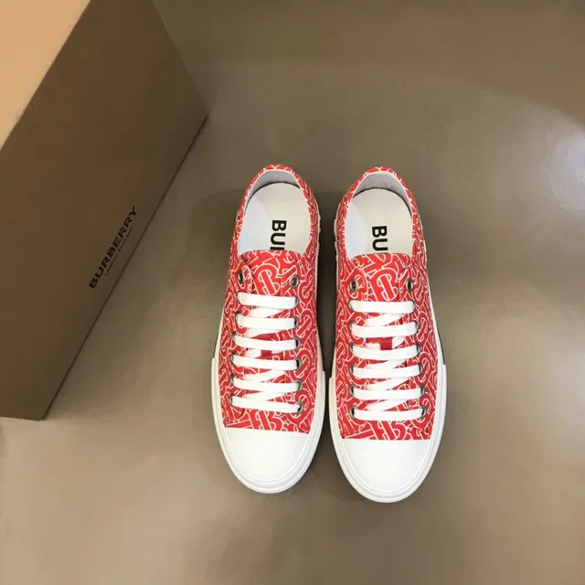 Burberry Red White Monogram-Print Canvas Platform Cupsole Lifestyle Sneakers 8