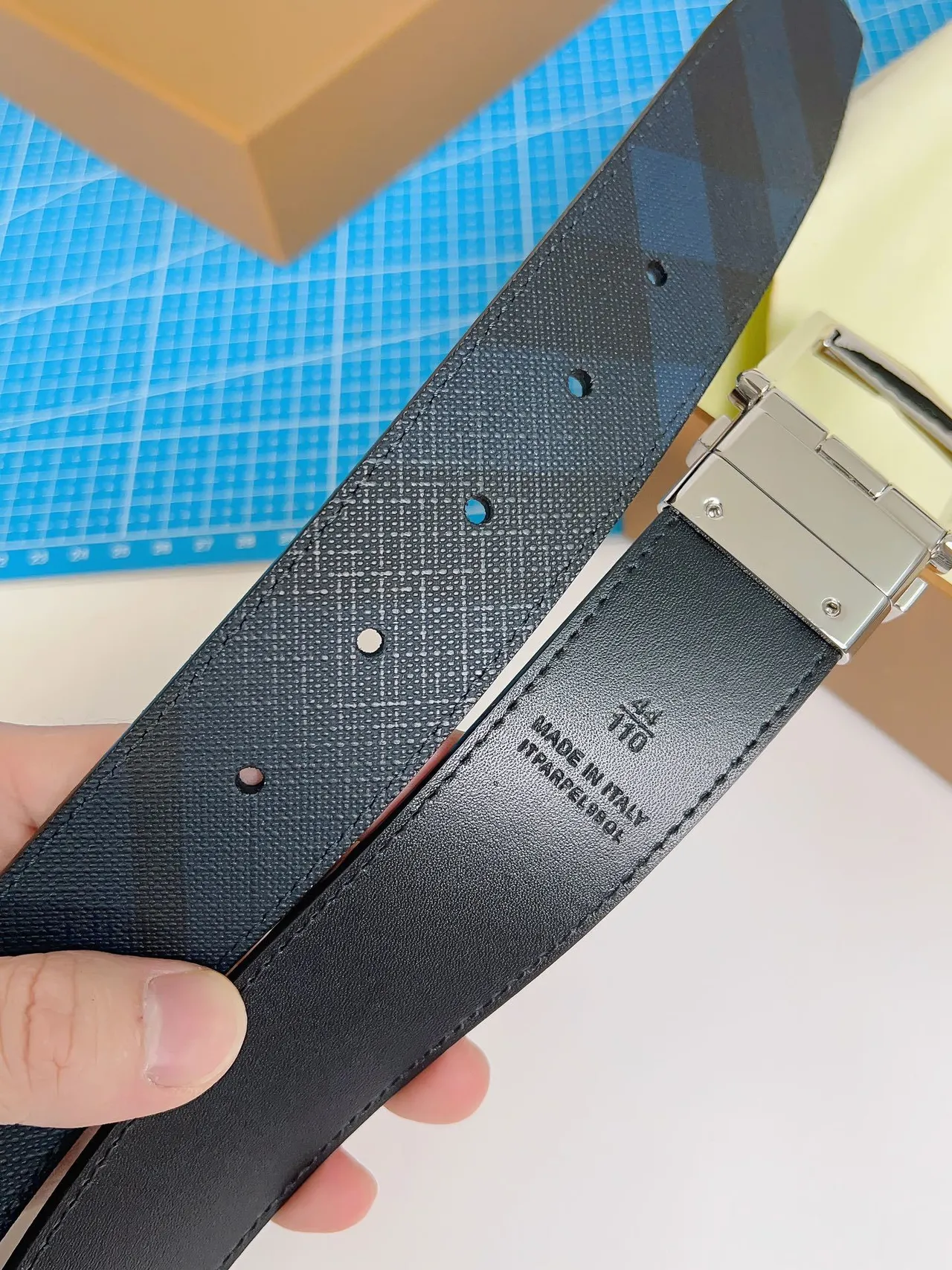 Burberry Reversible Buckle Woven Leather Belt 2