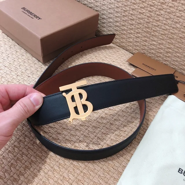 Burberry TB Monogram Belt Ceinture en cuir noir et marron 2