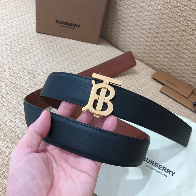 Burberry TB Monogram Belt Ceinture en cuir noir et marron 5
