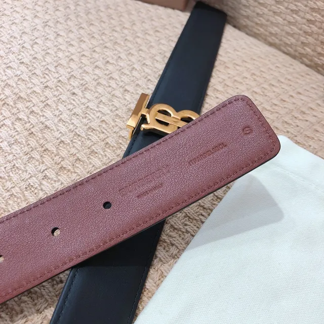 Burberry TB Monogram Belt Ceinture en cuir noir et marron 6