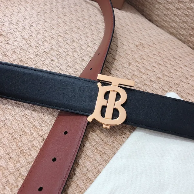 Burberry TB Monogram Belt Ceinture en cuir noir et marron 7