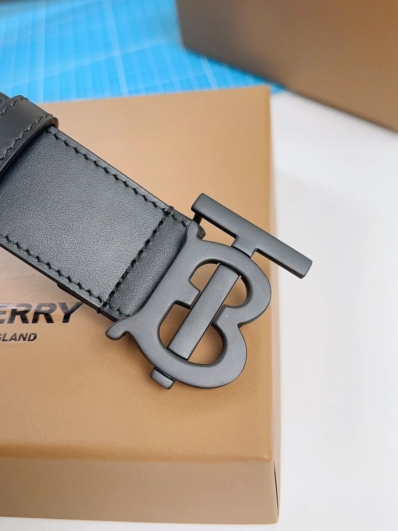 Burberry TB Monogram Ceinture en cuir noir 5