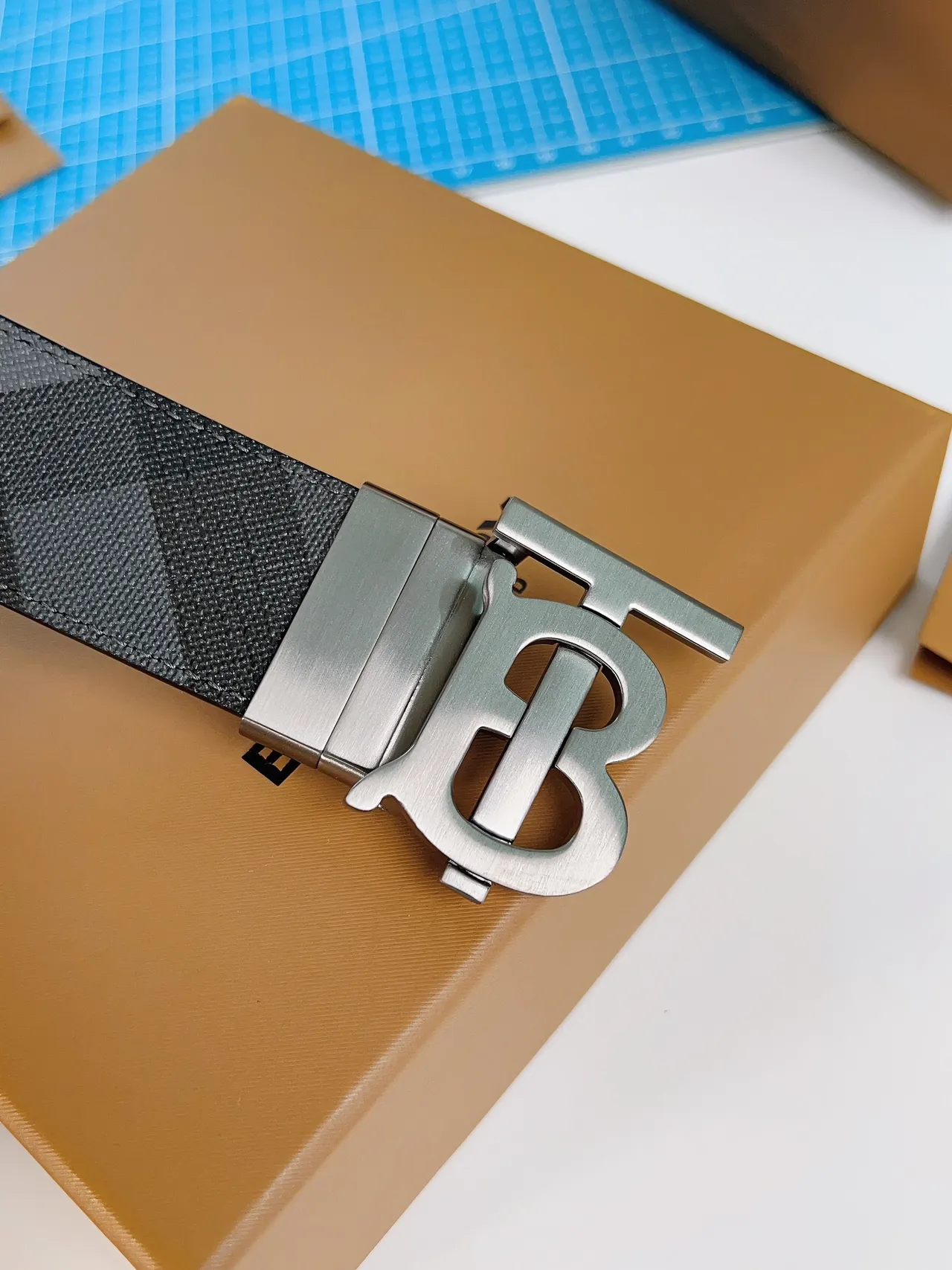 Burberry TB Monogram Check Belt Leather Belt 5